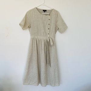 Roolee midi dress, gray and white stripes, size small